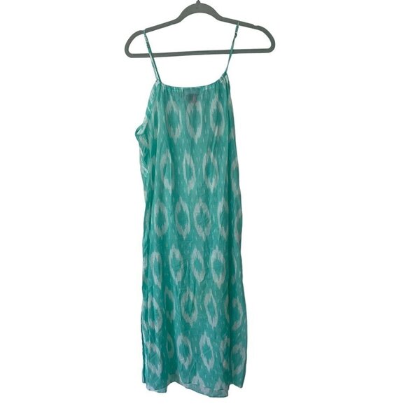 Natori Women Nightgown Size Medium Green White Pure Cotton Sleepwear Batik Print - Picture 2 of 10